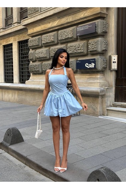 Ekim Store Balloon Skirt Dress with Halter Neck- Trendyol