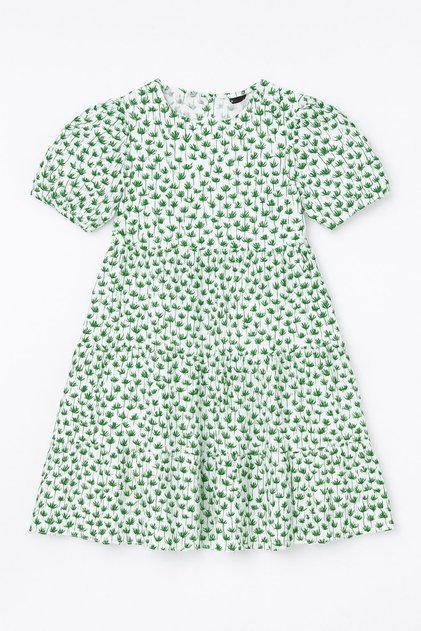 Palm Patterned Girl's Summer Dress