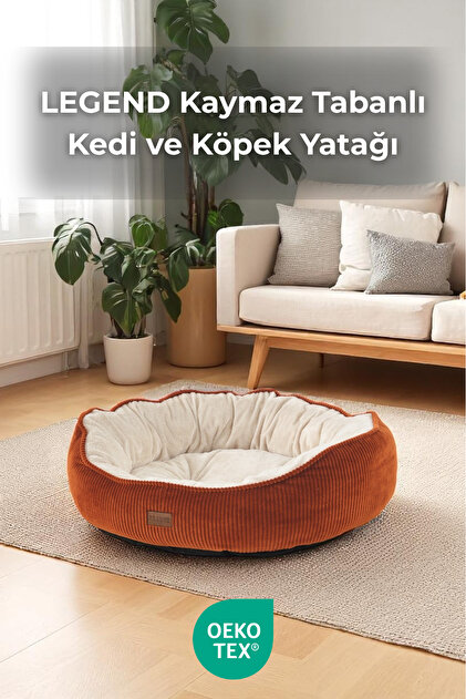 Sevinse Home Legend Kiremit Krem Kedi ve Köpek Yatağı, Kaymaz