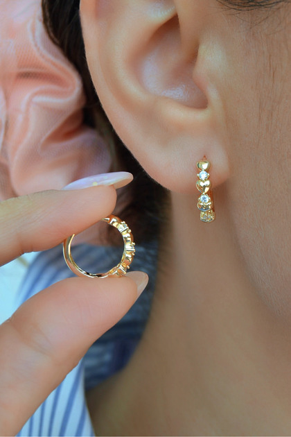 Row Heart Hoop Earrings – Zircon Stone