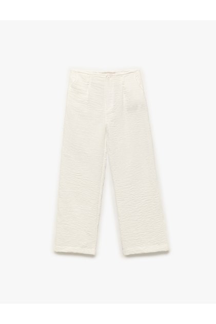 Textured Wide-Legged Trousers with Pockets