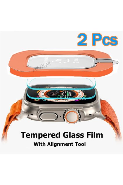2Pcs Watch Ultra 49mm 2Pcs Tempered Glass Film For Watch Ultra 2 49mm With Alignment Tool Screen Pr