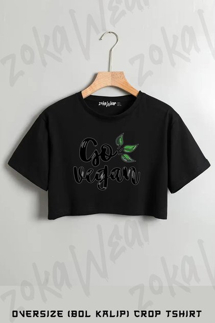 Vegan Ol Go Vegan Printed Oversize Crop T-Shirt