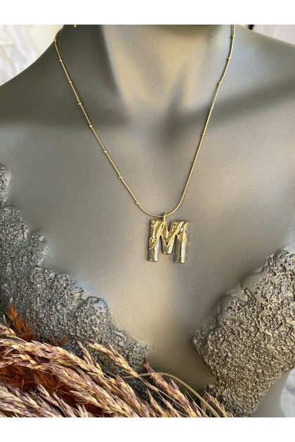 Letter m Stainless Steel Necklace 40+5 cm