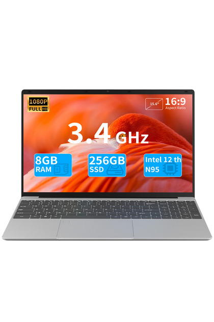Ултрапроизводителен лаптоп 15.6" IPS FHD, Intel N95 (12-то поколение) до 3.4GHz, 8GB RAM, 256GB SSD