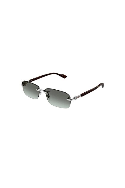 Gucci GG 1221S 008 56 Unisex Dikdörtgen Gri Metal Güneş Gözlüğü