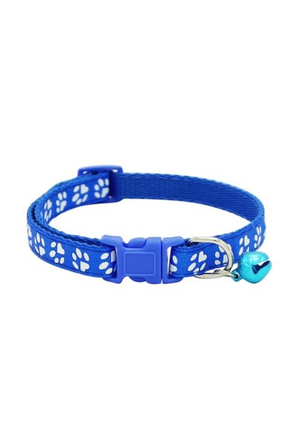 Zgarda ajustabila cu clopotel pentru caini si pisici, 18-32cm/1cm, Albastru, Ropet