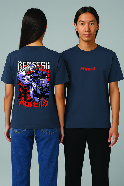 Lenithra Berserk Guts Anime Back Printed Unisex Oversize Smoked T-Shirt