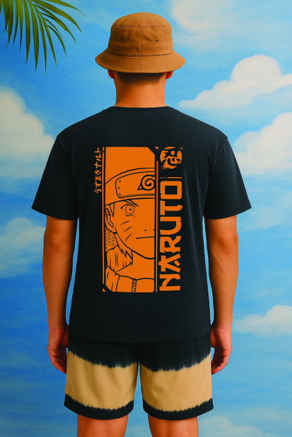 Lenithra Naruto Anime Back Printed Unisex Oversize Smoked T-Shirt