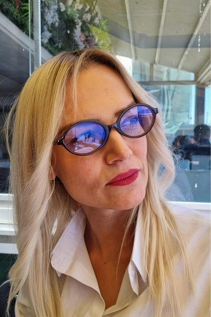 Women's Candy Blue Light Protection Relaxing Oval Model Display Glasses
