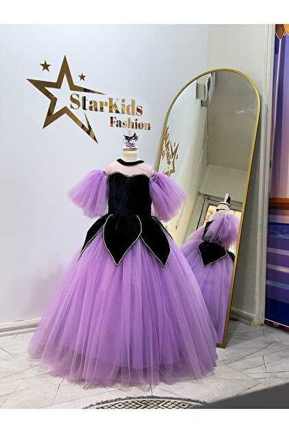 strapless open back dress Elegant Purple Color Kids Party Wear Princess Frock 5-6 Years / Rayon / Purple main image 0