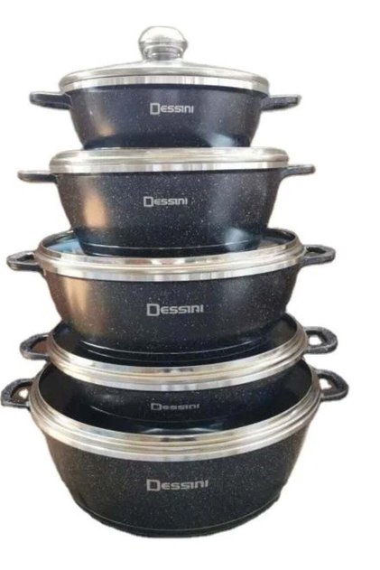 10 Pcs Non Stick Cooking Pots Aluminum Cookware Set with Glass Lid