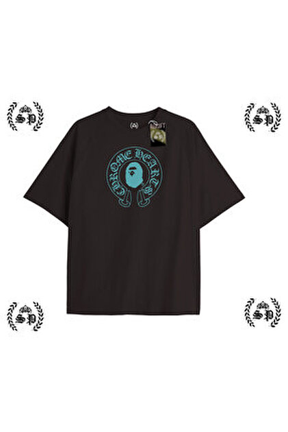 THE RULE Unisex Chrome Hearts Baskılı Oversize %100 Pamuk Geniş
