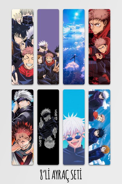Kaisen Themed Bookmark Set 8 Bookmarks Set 14.50X5Cm Size Bookmark