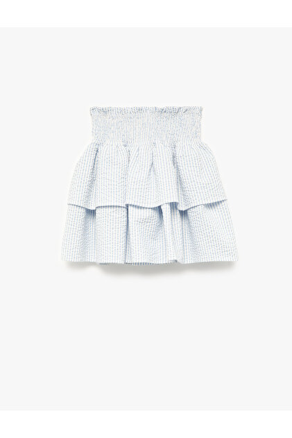 Gipe detaljna gingham suknja sa slojevitim volanima