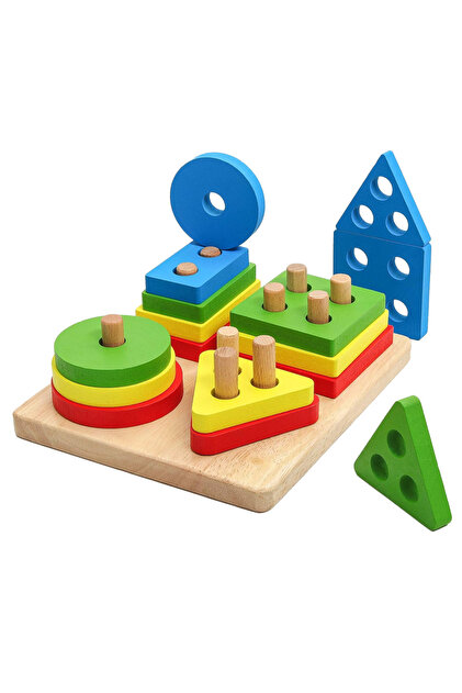 Διαλογέας παιχνιδιών Montessori για παιδιά, 16 κομμάτια από φυσικό οικολογικό ξύλο, παζλ, γεωμετρικά σχήματα