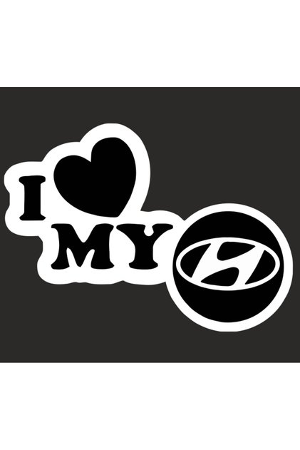 Sticker auto, IMAGE, I love my HYUNDAI, alb, 23 x 17 cm