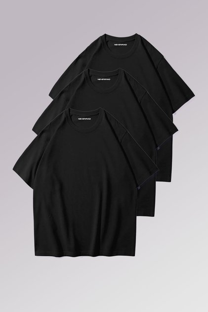 Men's & Women's Black 100% Cotton 3-Pack T-Shirts