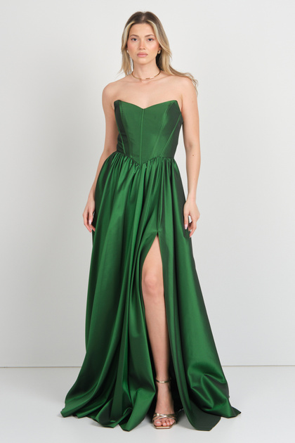 DORİDORCA Doridorca Kadın Beli Korsajlı Straplez Tafta Kumaş Maxi