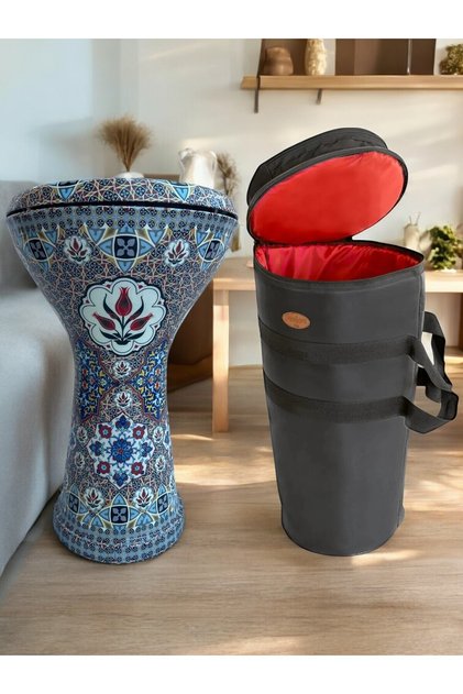 Profesyonel Döküm Mısır Darbukası - 3 Kg İznik Çinisi İşlemeli + Premium Gigbag Hediye
