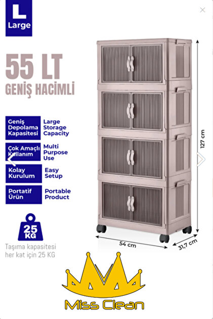 MissClean 4 LÜ Özel Set Çok Amaçlı Kapaklı Portatif Istiflenebilir