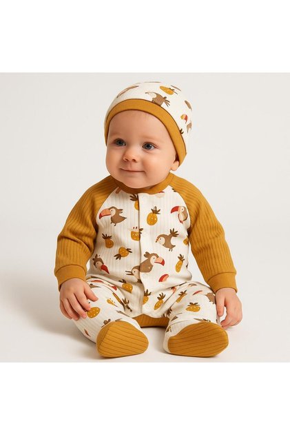 Parrot-Themed Baby Boy Romper with Hat/ Baby Romper with Hat and Booties/ Gift Baby Romper with Snap Fasteners