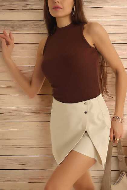 Ribbed Sleeveless Lycra Comfortable Fit Bady Blouse Product Length 48 cm
