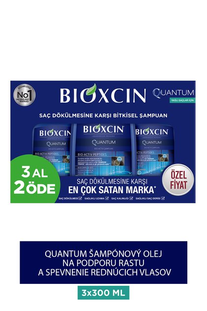 Quantum šampón Kúpte 3, získajte 2 3x300 ml na mastné vlasy - šampón proti vypadávaniu vlasov pre jemné vlasy