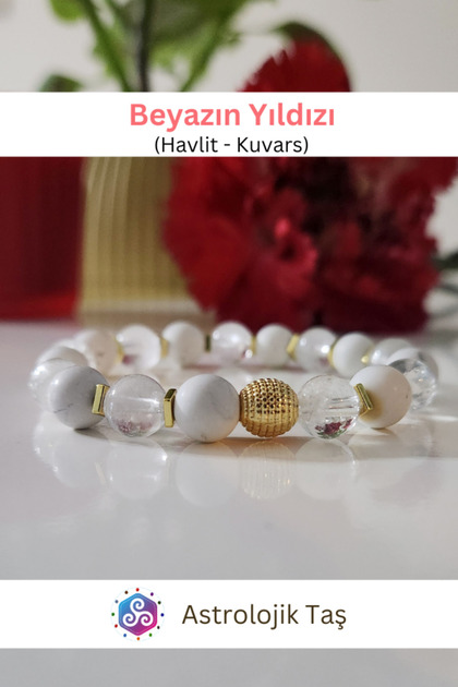 Star of White (Howlite and Crystal Quartz) Natural Stone Bracelet - Certified