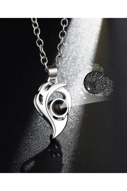 Lover Necklace Magnetic I Love You in 100 Languages Projection Couple Necklace