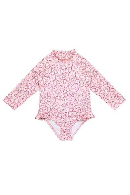 Uv Protection Long Sleeve One Piece Girls Swimsuit