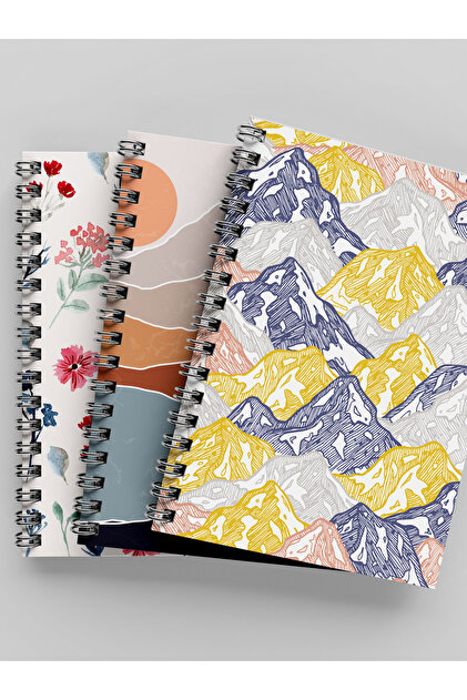3-Piece Unlined Notebook - Steel Spiral - A5 - Total 270 Pages - Ivory Ivory Color Textured Paper