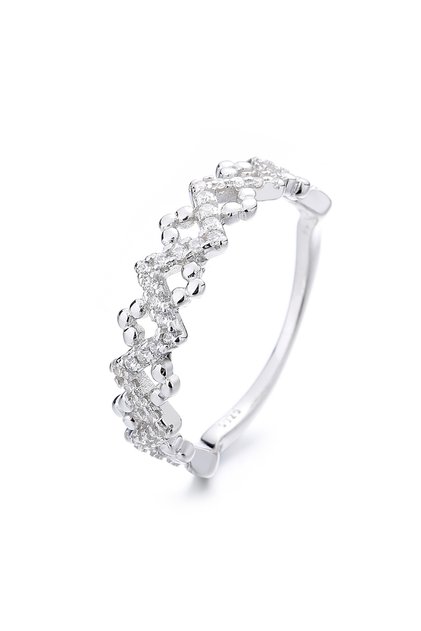 Inel Argint 925 Damă Model Dantelă Romburi cu Zirconii Placat Rodiu JW1346