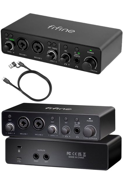 Ampli 3 USB Stüdyo Ses Kartı 2 Giriş 2 Çıkış 24bit/192kHz Windows/MAC/IOS/Android Ses Kayıt Cihazı