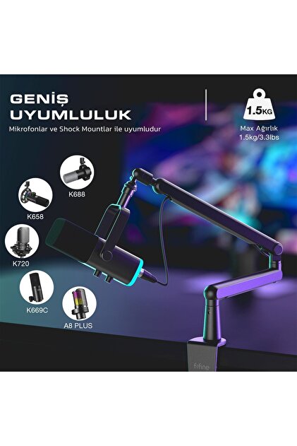 Fifine BM88 360° Ayarlanabilir Profesyonel Metal Mikrofon Standı