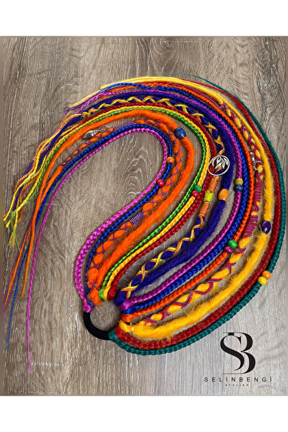 Selin Bengi Rasta Mix Afrika Örgü Toka 16'lı 50 Cm - Rengarenk