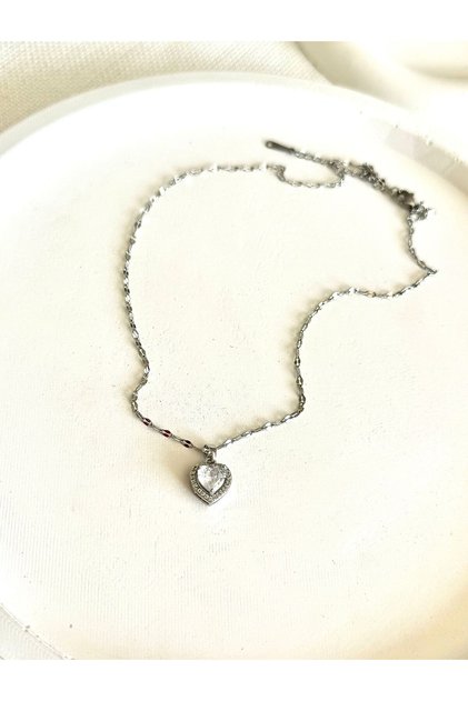 Women's Steel Necklace Zircon Stone Star Chain Heart Non-Tarnish Necklace