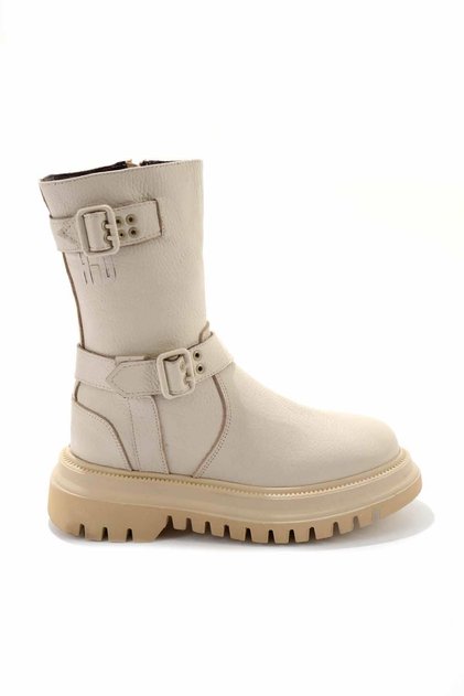 Beige Leather Kadın Bot & Bootie HD0777056603