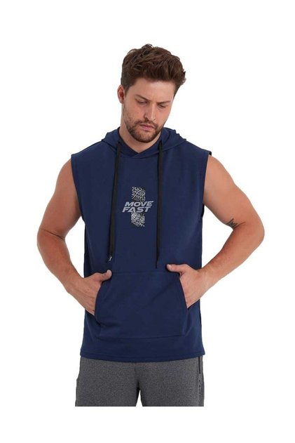 Men's Hooded Kangaroo Pocket Sleeveless Sweatshirt