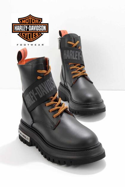 Harley Davidson Black Leather Kadın Bot & Bootie HD0777055403