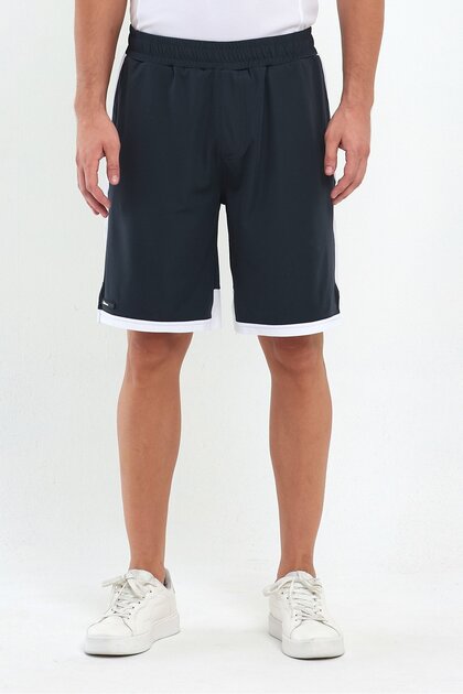 Polyester Men's Sports Shorts with Mesh Stripes