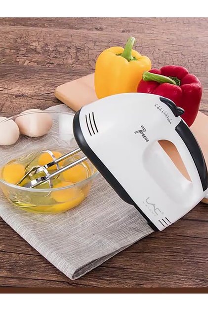 Hand Mixer Electric Egg Beater, 7 Speed Control, Stainless Steel Whisk & Dough Hooks, One‑Click Eject, Portable Handheld Mixer for Baking Cake, Cream & Dough