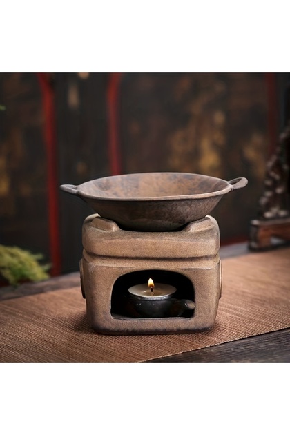 Square Shape Vintage tea warmer set, tea stove candle holder, hand made candle heating base, househo