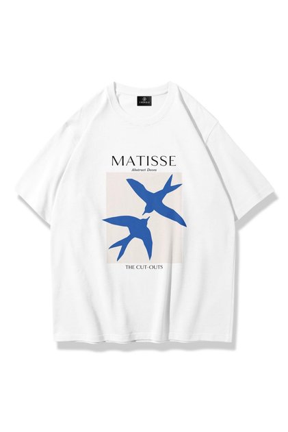 Unisex Matisse Abstract Doves Tshirt White