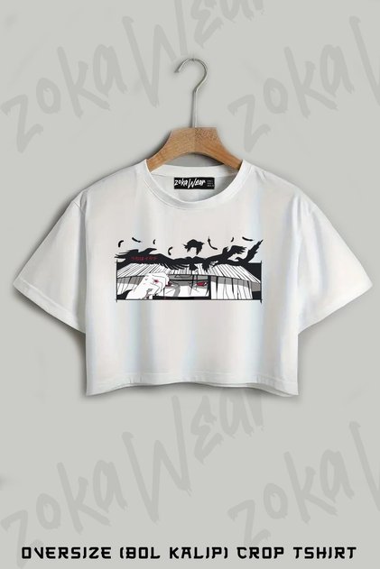 Uchiha Itachi Naruto V4 Baskılı Oversize Crop T-Shirt