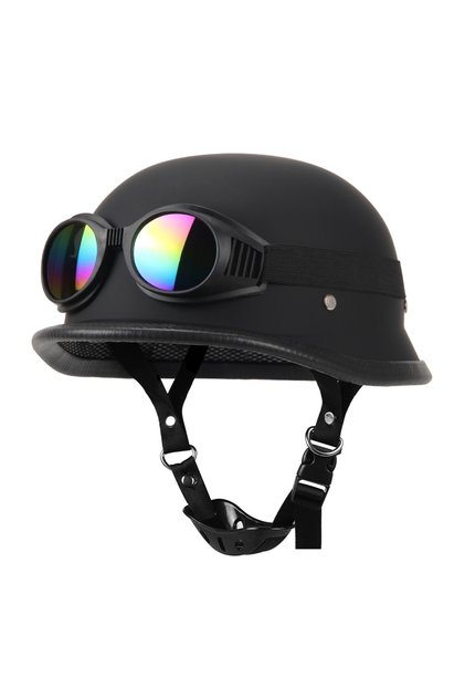 خوذة دراجة نارية نصفية XL 307 Matte BK-Glass1، خوذة جلدية ألمانية عتيقة الطراز، كاسكو موتو للدراجات النارية