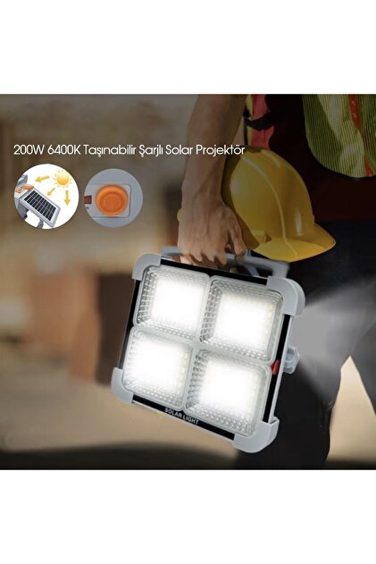 Lambax 200W Taşınabilir Şarjlı Güneş Enerjili Solar Projektör