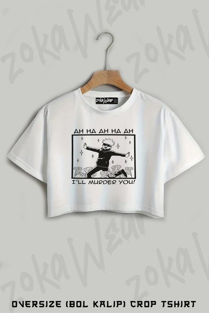 Jujutsu Kaisen Satoru Gojo Character Printed Oversize Crop T-Shirt