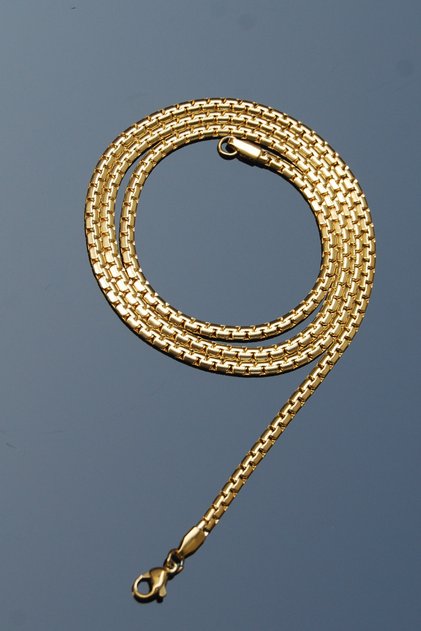 Çelik Elegant Ezme Zincir Kolye 3 Mm Altın Renk | Kararmaz , Unisex , 2 Yıl Garantili
