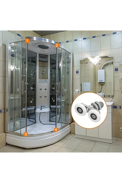 Rolă pentru ușă de duș, ABS/Aluminiu, 23 mm, Gri/Alb